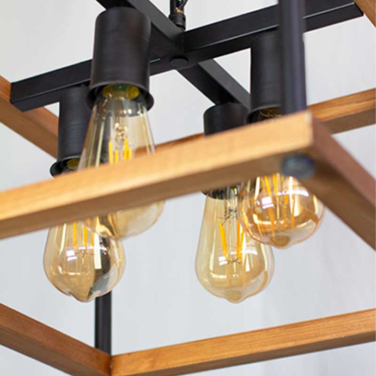 لوستر زریوار - لوستر 4 شعله چوبی و فلزی / بای لوستر Buy Luster