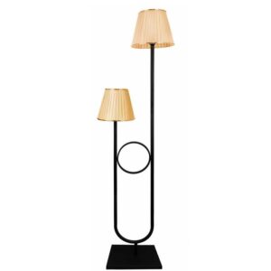 آباژور ایستاده چوبی و فلزی 2 شعله شید دار مدل BL2039