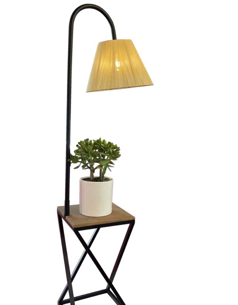 آباژور ایستاده چوبی و فلزی شید دار مدل BL2036