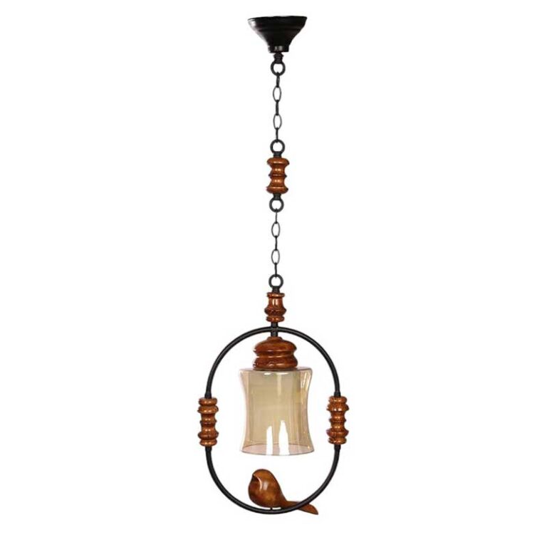 لوستر آویز چوبی و فلزی 1 شعله مدل P3 آویز مدل پرنده